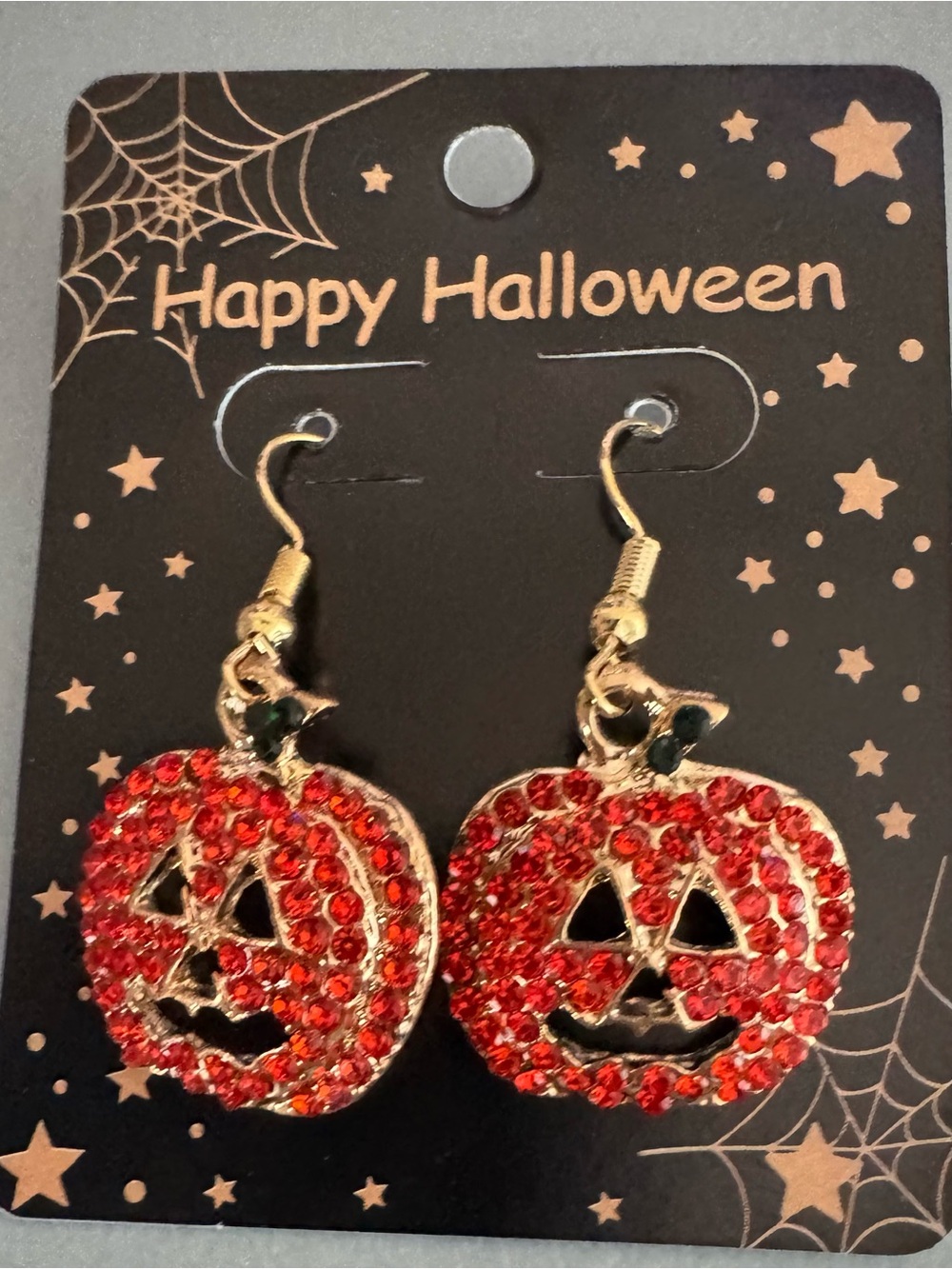 Halloween orange Pumpkin Crystal Dangle Earrings